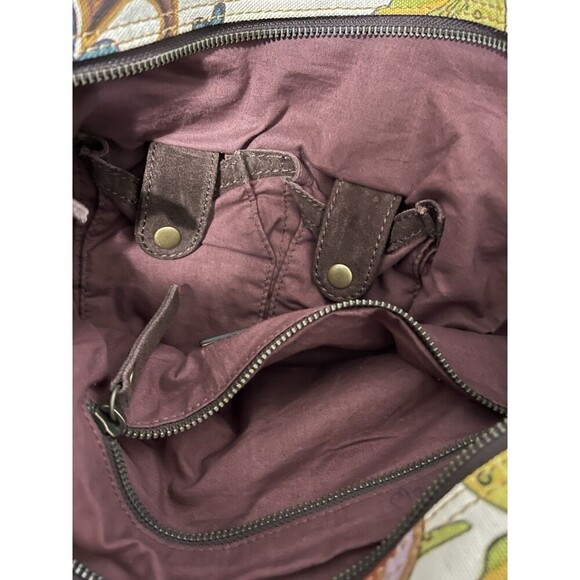 Lucky Brand Vtg Canvas Suede Tote Shoulder Bag Hummingbird Boho Satchel - Picture 5 of 9